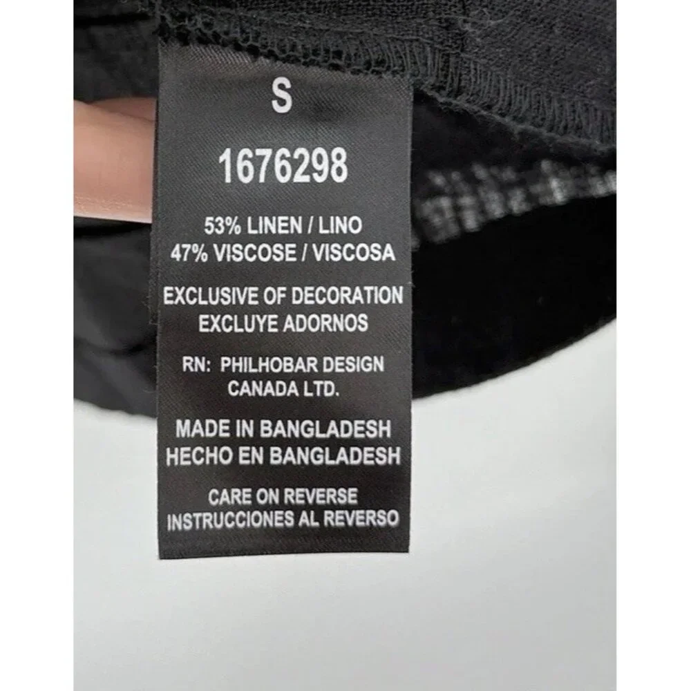 Nicole Miller Women’s Linen Blend Black Dress Pullover Boho‎ Preppy Size Small